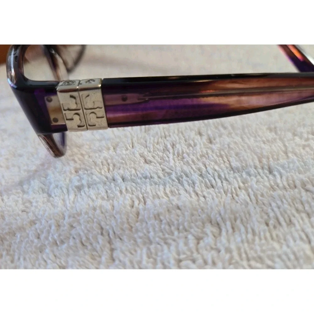 Tory Burch Brown With Purple Tint Eyewear with Gold Accent With Prescription Len